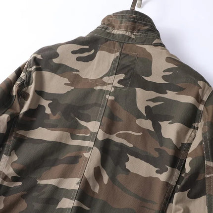Vintage Style Men's Autumn Casual Jacket Tactical Camouflage Coat Stand Collar Outdoor Jacket Spring Outerwear