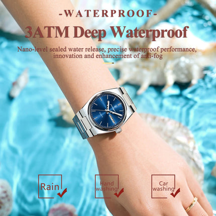 POEDAGAR Top squisito orologio da polso da donna impermeabile al quarzo luminoso orologio da donna casual data settimana orologi da donna in acciaio inossidabile platinumshop