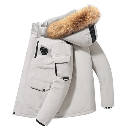 Men Hooded Fur Collar Down Coats Puffer Jackets Winter Casual Duck Down Coats Quality Male Outdoor Windproof Winter Warm Parkas