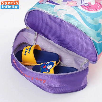 Kids' Swim Bag with Dry and Wet Separation Waterproof Swimming Bags Cute Cartoon Children's Beach Backpack Sports Bag