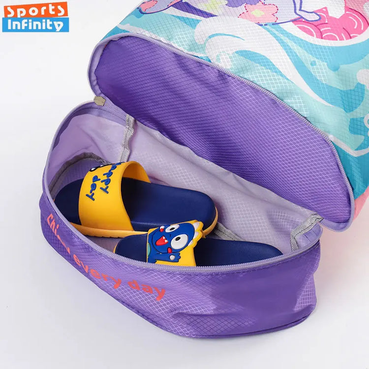 Borsa da nuoto per bambini con separazione asciutta e bagnata Borse da nuoto impermeabili Borsa sportiva per zaino da spiaggia simpatico cartone animato per bambini