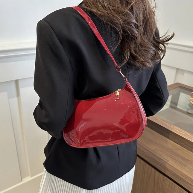 Retro Solid Color PU Leather Shoulder Underarm Bag Women's Fashion Handbags Casual Hobos Purses and Handbag Ladies Hand Bags PlatiNum