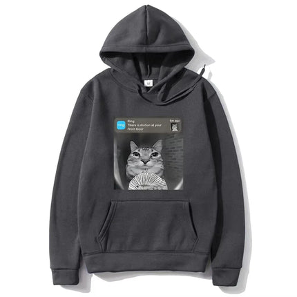 There Is Motion At Your Front Door Funny Silly Cat Meme Hot 2D Hoodie Men Women's Fleece vintage Sweatshirt Autumn Casual pullov