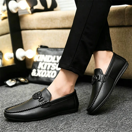 Mocassini da uomo in stile britannico, scarpe da ufficio casual da uomo, comode scarpe basse slip-on, scarpe da guida traspiranti e antiscivolo da uomo