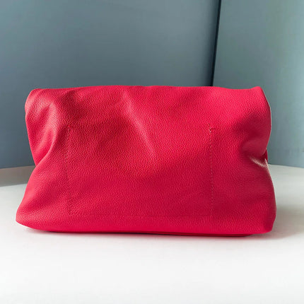 Personality roll-edge leather bag  lazy casual leather soft bag  Phone Women High Quality holding red large bag luxury designer PlatiNum