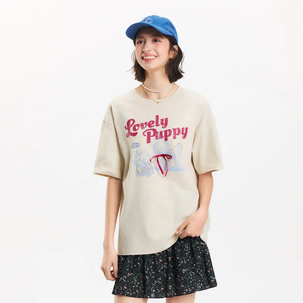 T-shirt à manches courtes Semir pour femme, longueur moyenne, joli motif, style rétro, nouvelle collection été 2025, haut ample respirant, style de niche