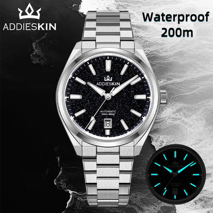 AddiesKIN Men Watch BGW9 Luminous Blue Goldstone Dial Sapphire Glass 20Bar Waterproof Japan 9015 K010 Automatic Mechanical Watch