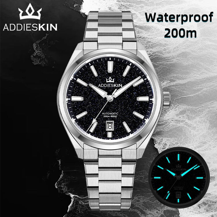 AddiesKIN Men Watch BGW9 Luminous Blue Goldstone Dial Sapphire Glass 20Bar Waterproof Japan 9015 K010 Automatic Mechanical Watch