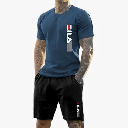 Uomo 2025 estate nuova tuta sportiva casual T-shirt a maniche corte da uomo traspirante all'aperto + pantaloncini da allenamento set da due pezzi platinumshop