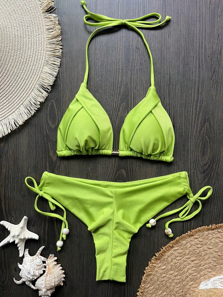 RUOTONGSEPT 2025 Nuovo Sexy Costume da Bagno Triangolare in 13 Colori per Donne, Bikini Brasiliano, Costume Push-Up, Set Bikini da Spiaggia platinumshop
