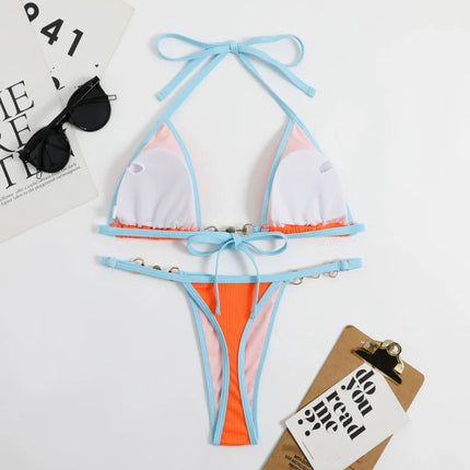 Set bikini sexy in due pezzi Set bikini con stampa casuale da donna Costume da bagno push-up Costume da bagno sandbeach platinumshop