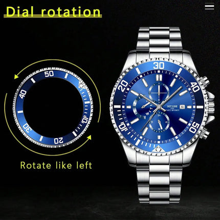 Orologi da lavoro da uomo di lusso Orologio da uomo al quarzo argento Orologio luminoso maschile platinumshop