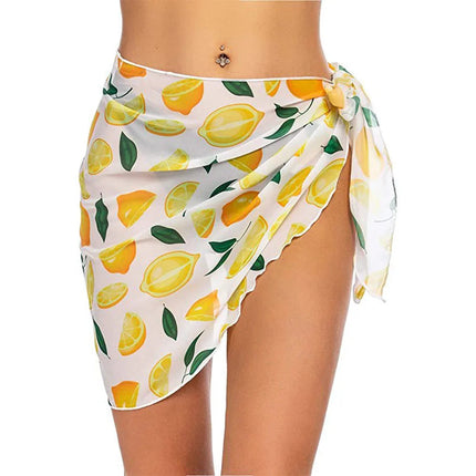 Costumi da bagno da donna sarong corti copricostume da spiaggia Bikini avvolgente gonna corta trasparente sciarpa in Chiffon coprispalle per costumi da bagno platinumshop