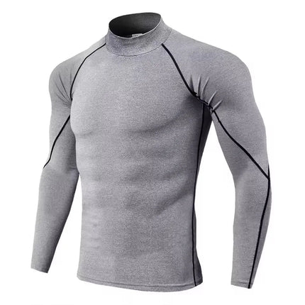 Men Compression Long Sleeve T Shirt Sportswear Male Skinny Tshirt Elastic Track Tracksuit Clothing Gyms Fitness T-shirt For Men PlatiNum