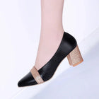 Spring Summer Sexy Fashion Women Med Heels Shoes Woman Slip on Pointed Toe Pumps Shoes Ladies Gold Silver Bling Shoes Size 35-41 PlatiNum