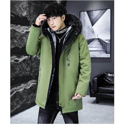 Winter Men's Long Down Jacket Fashion Male Thermal Parkas Coats Casual Men Classic Fur Collar Warm Padded Jackets Clothing 5XL