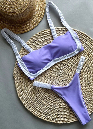 Splicing Micro Perizoma Bikini Donna Costumi da bagno a fascia Costume da bagno femminile Bikini a due pezzi Costume da bagno con taglio alto Swim Lady platinumshop