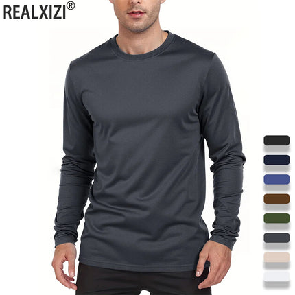 Spring Autumn Men‘s T-shirts Long Sleeve Casual Tops Solid Color High Quality Male T-Shirt Classic Men Clothing PlatiNum