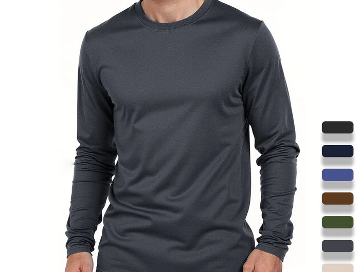 Spring Autumn Men‘s T-shirts Long Sleeve Casual Tops Solid Color High Quality Male T-Shirt Classic Men Clothing PlatiNum