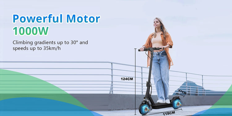 Monopattino Elettrico AOVOPRO A1MAX con Motore Potente da 500W, Velocità Massima 35KM/H, Autonomia 45KM, Batteria 42V14.5AH, Pneumatici da 10 Pollici, Pieghevole e Intelligente