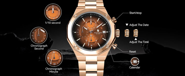 SAPHERO Orologio Cronografo Uomo al Quarzo 5ATM Impermeabile Acciaio Inox con Data, Regalo Perfetto per Padre, Marito, Fidanzato per Natale, Compleanno, San Valentino platinumshop