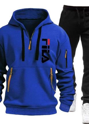 Autumn and winter hot selling men's hooded sweatshirt+casual pants two-piece outdoor multi pocket pullover and sports pants set PlatiNum
