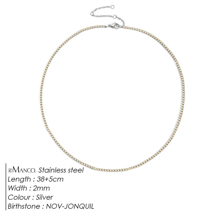 eManco Fashion Crystal High Quality Stainless Steel Gold Plated Necklace Ladies Charming Accessories Gifts Wholesale PlatiNum