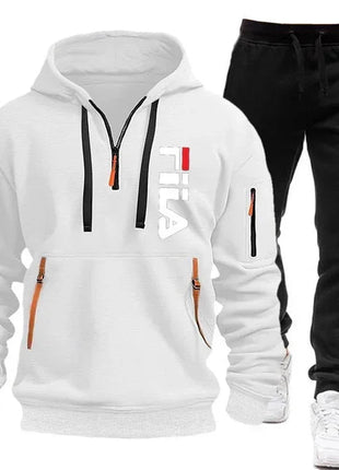 Autumn and winter hot selling men's hooded sweatshirt+casual pants two-piece outdoor multi pocket pullover and sports pants set PlatiNum