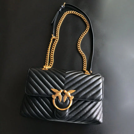 Nuova Borsa a Tracolla/Crossbody da Donna 2026 Ispirata a Pinko in Tweed con Cigno, in Vera Pelle