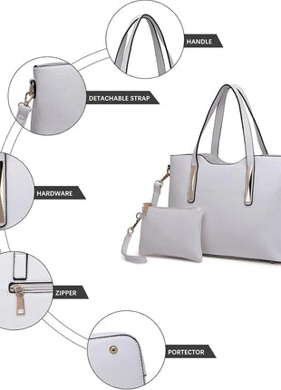 Borsa da donna Miss Lulu di medie dimensioni, elegante borsa a tracolla e borsa a mano, set shopper da 2 pezzi