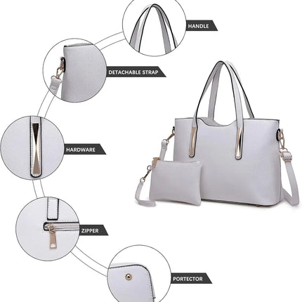 Borsa da donna Miss Lulu di medie dimensioni, elegante borsa a tracolla e borsa a mano, set shopper da 2 pezzi