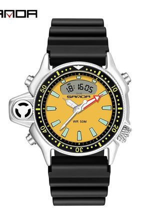 SANDA Sport orologio digitale al quarzo da uomo orologi subacquei creativi orologio da uomo con allarme impermeabile orologio con doppio Display Relogio Masculino platinumshop