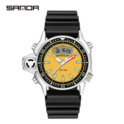 SANDA Sport orologio digitale al quarzo da uomo orologi subacquei creativi orologio da uomo con allarme impermeabile orologio con doppio Display Relogio Masculino platinumshop