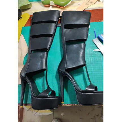 Summer sexy high heel platform  women sandal belt peep toe night party sandal PlatiNum