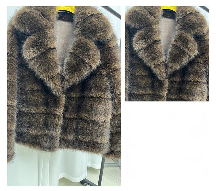 ZADORIN Luxury Woman Brown Mink Fur Coats Elegant Long Sleeve Fluffy Warm Faux Fur Coat Woman Loose Fur Jacket Winter Outerwears