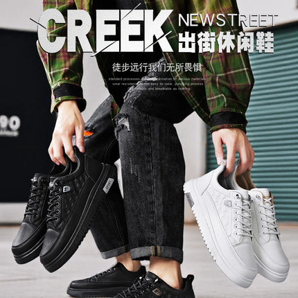 Men's Flat Casual Shoes Spring Breathable Soft-Sole Anti-Slip Outdoor Walking Shoes Youth Fashion White Shoes Sports Board Shoes