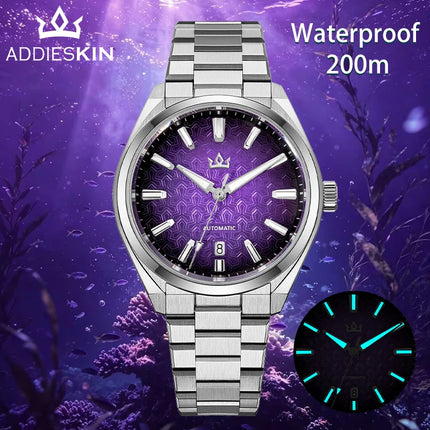 AddiesKin Luxury Men Automatic Watch ST2130 Movement Sapphire Crystal Mother Pearl Cameo Dial Stainless Steel Mechanical Watch