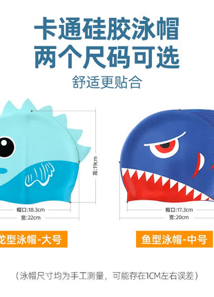 Cuffia da nuoto per bambini con dinosauro simpatico cartone animato Cuffia da nuoto per ragazzi e ragazze Cuffia da nuoto per bambini impermeabile ad alta elasticità in silicone morbido