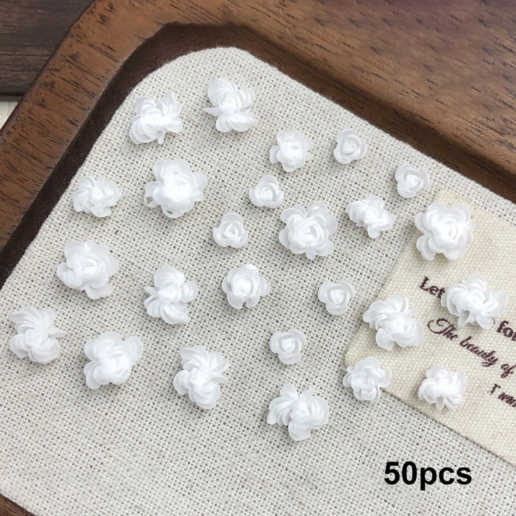 Delicate Dark Red Brown White Rose Flower Leaf Lily Tender Camellia Nail Charms Art Resin Decorations Manicure Tools Accessories