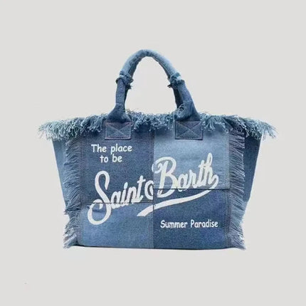 trendy brand denim embroidered shoulder bag, high-end elegant crossbody bag, luxurious handbag, new fashionable women's han PlatiNum