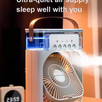 Nuovo Ventilatore 3 in 1 con Condizionatore d'Aria, Mini Raffrescatore Domestico, Luce Notturna LED, Umidificatore Portatile, Ventilatore Regolabile per Ufficio e Casa