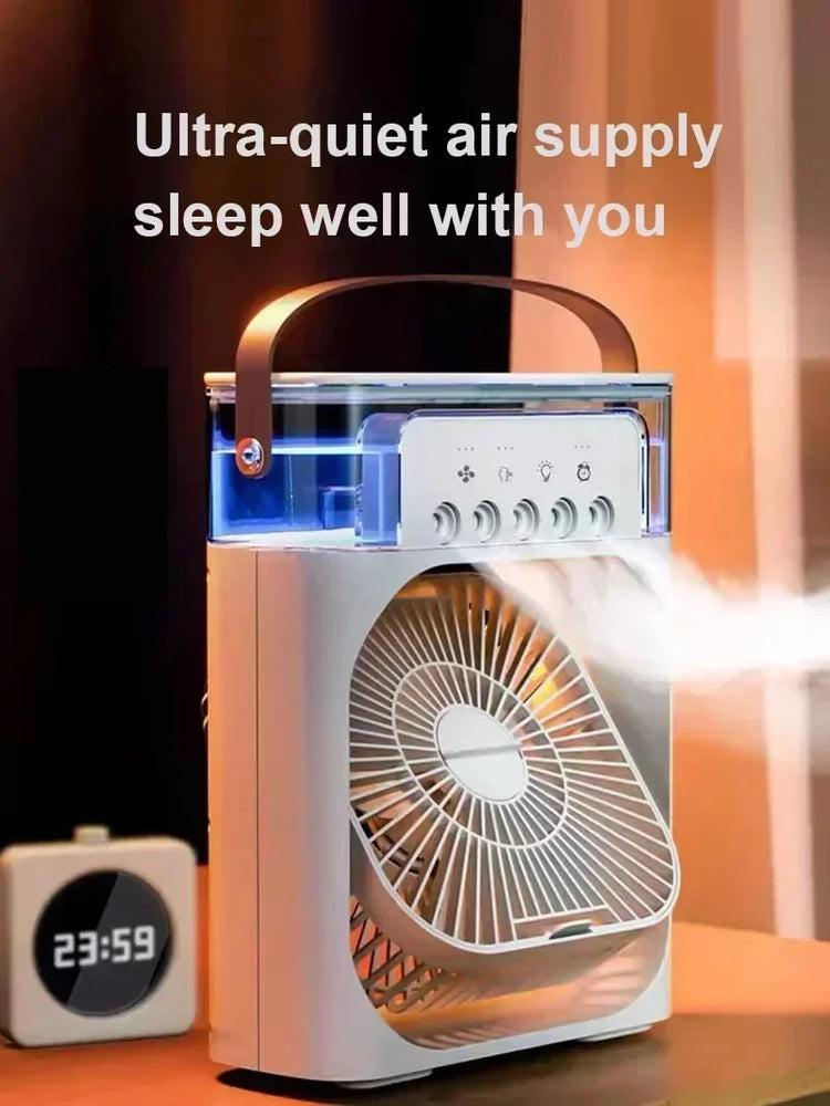 Nuovo Ventilatore 3 in 1 con Condizionatore d'Aria, Mini Raffrescatore Domestico, Luce Notturna LED, Umidificatore Portatile, Ventilatore Regolabile per Ufficio e Casa