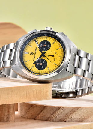 Orologio da Uomo PAGANI DESIGN con Quadrante Giallo, Cronografo al Quarzo, Movimento Giapponese VK63, Vetro Zaffiro, Impermeabile, Novità 2026