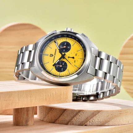 Orologio da Uomo PAGANI DESIGN con Quadrante Giallo, Cronografo al Quarzo, Movimento Giapponese VK63, Vetro Zaffiro, Impermeabile, Novità 2026