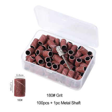 Nail Sanding Ring Bands 80/120/180/240 Grit Electric Manicure Drill Grinding Heads UV Gel Polish Removal Pedicure Abrasive Tools 2028