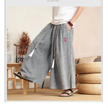 Pantaloni Kimono da Uomo Stile Giapponese Oversize Comodi Pantaloni da Bagno Uomo Samurai Giapponese Harajuku Casual Larghi Yukata Pantaloni a Gamba Larga