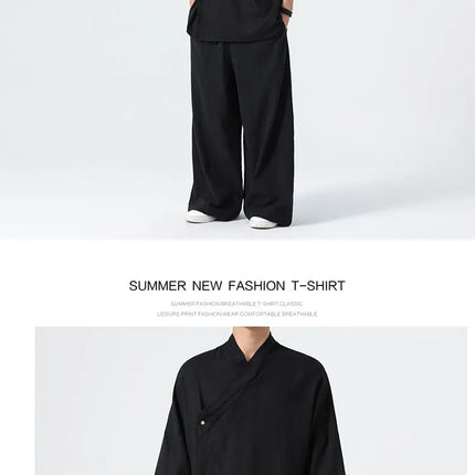 Camicie Estive 2026 da Uomo, Stile Cinese Retrò Tradizionale in Lino Traspirante, Abbigliamento Maschile per Kung Fu e Tai Chi, Bluse Casual Stile Tang
