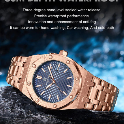Customized Watch PAAZOMU Business Man Wristwatch Waterproof Luminous Date Men Watch Stainless Steel Quartz Watches For Men Reloj
