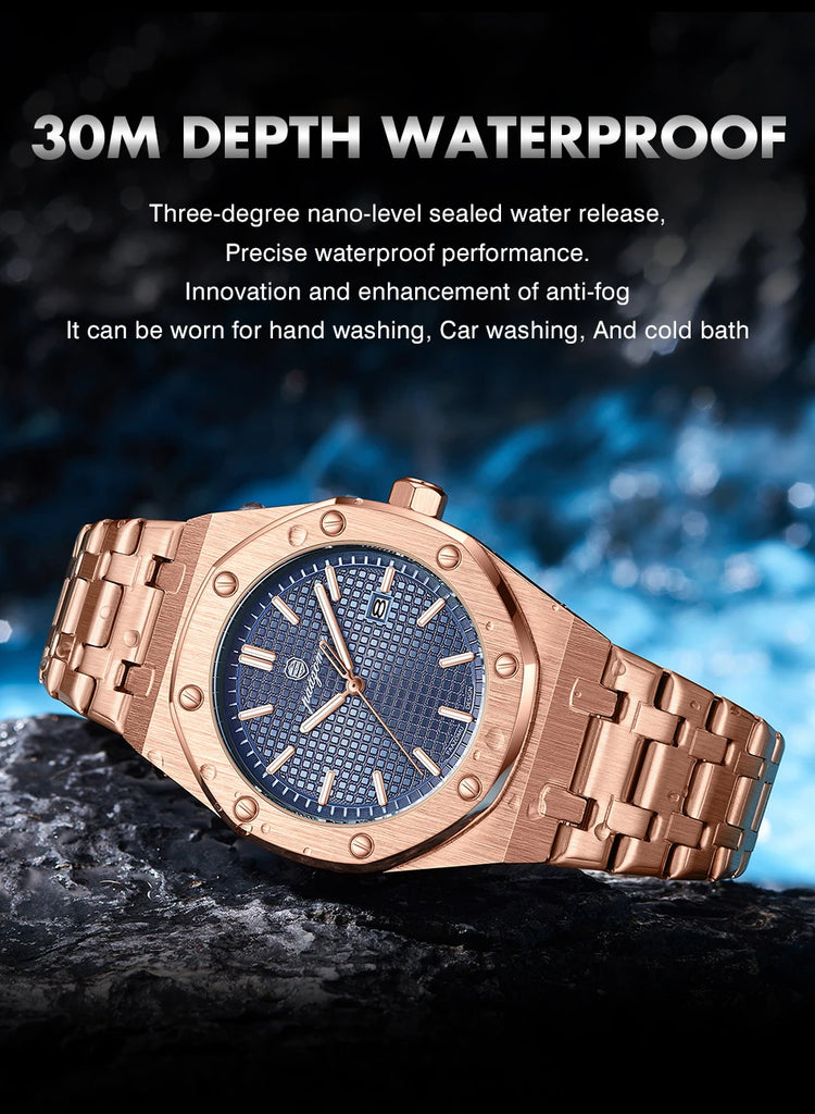 Customized Watch PAAZOMU Business Man Wristwatch Waterproof Luminous Date Men Watch Stainless Steel Quartz Watches For Men Reloj