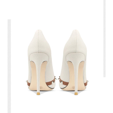 Scarpe da Donna in Pelle Verniciata Stile Star 2026, Tacchi Alti di Lusso con Borchie, Pumps Sexy a Punta, Scarpe da Sposa, Scarpe da Sera 34